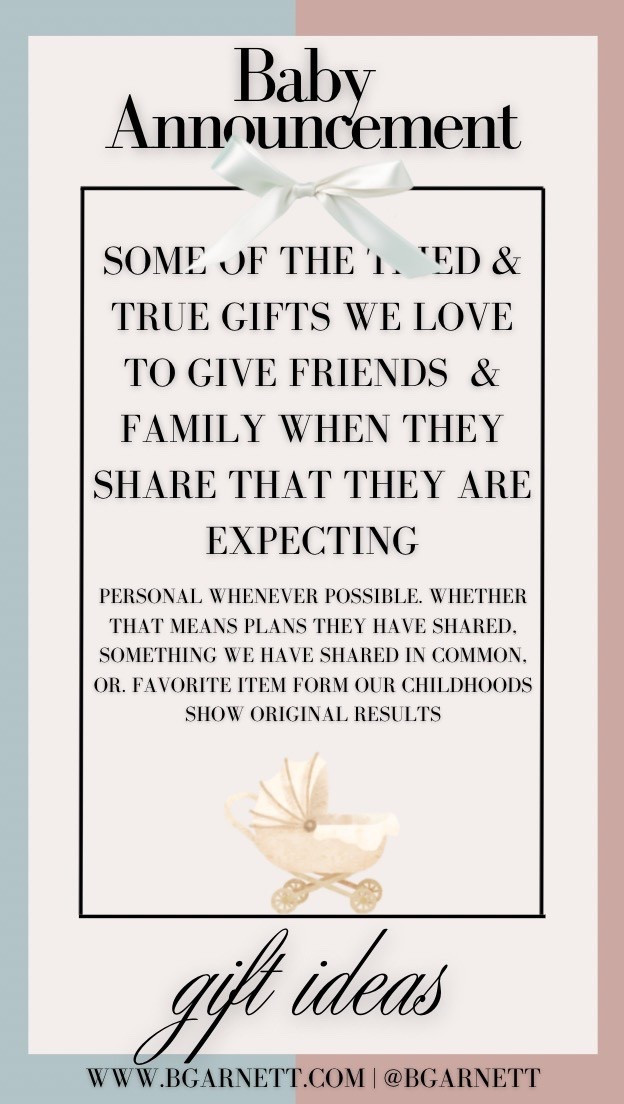 We’ve had 6 friends share that they are expecting since the start of the year so this is fresh in my mind. 

Gift ideas at various price points for when your friends share that they are expecting. They probably don’t have a registry yet, and may not know if baby is a boy or girl(if they choose to find out) so these are mainly about sweet little ways to celebrate their big news. 

Baby announcement gift ideas | baby announcements | baby gifts | gifts for parents | baby gift 

#LTKBaby #LTKKids #LTKmomlife