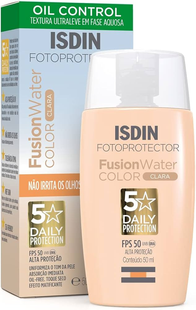 ISDIN Protetor Solar Facial Fusion Water 5 Stars Color Fps 50 – Cor Clara | Amazon (BR)