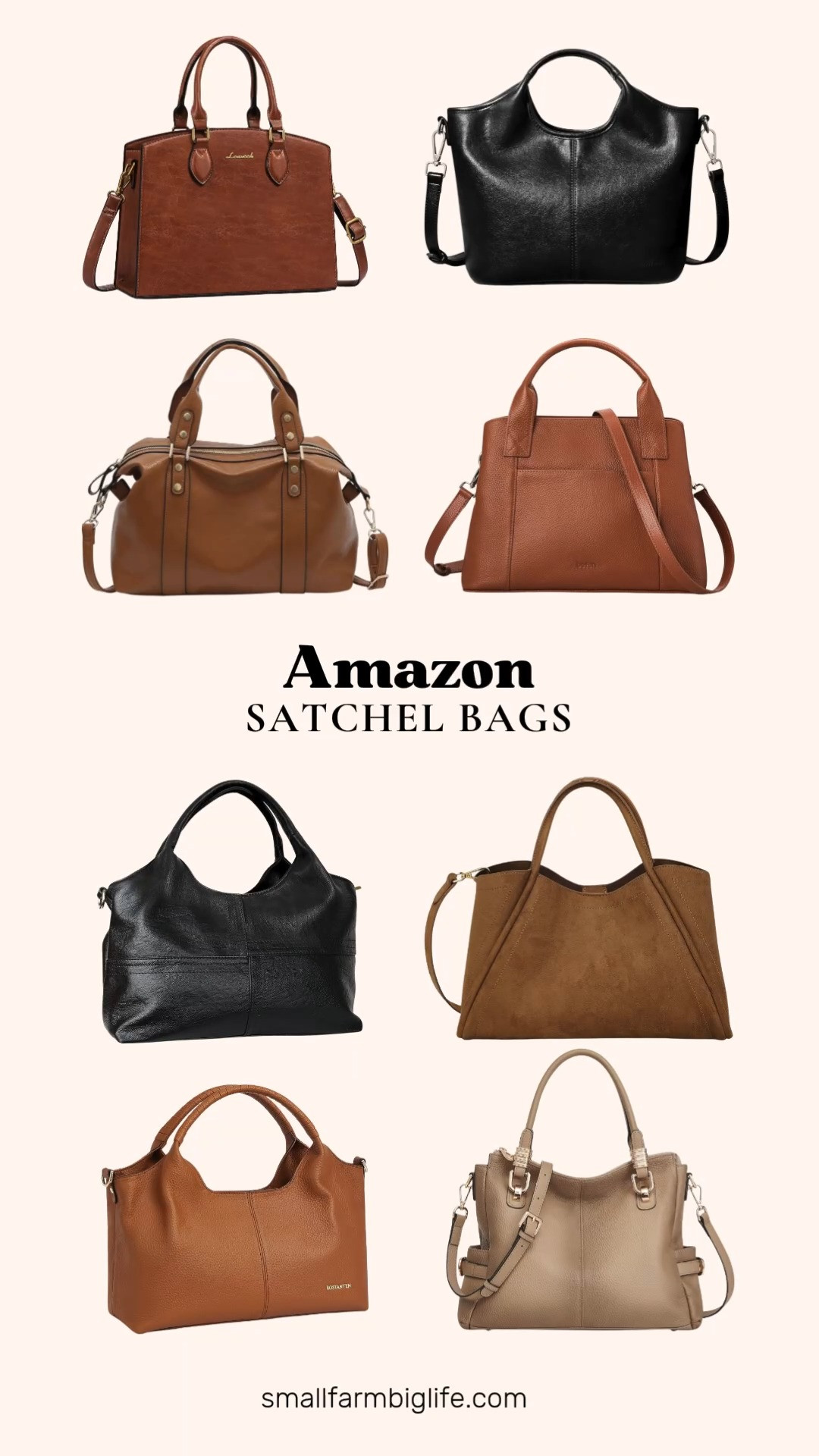 Satchel bags have been dominating my clicks lately and this edit rounds up the best cognac and brown leather styles worth adding to your bag rotation.

Starting with cognac tones: a cognac suede crossbody satchel with an adjustable strap that fits a tablet, a cognac genuine leather small satchel with a zipper closure, and a cognac genuine leather satchel with an adjustable crossbody strap and multiple pockets.

For caramel brown: a caramel brown vegan leather tote satchel with compartments, and a caramel brown vintage tote shoulder bag with a trendy satchel silhouette.

For black: a black vegan leather zip satchel in a compact everyday size, and a black vegan leather tote hobo with a detachable satchel strap and two handles.

Rounding it out is this tan top grain pebbled leather satchel with a detachable strap, perfect for work, business, or travel.

#satchelbag #leatherhandbag #cognacbag #amazonfashionfinds #falltotebag 

 #LTKootd #LTKOver40 #LTKWorkwear