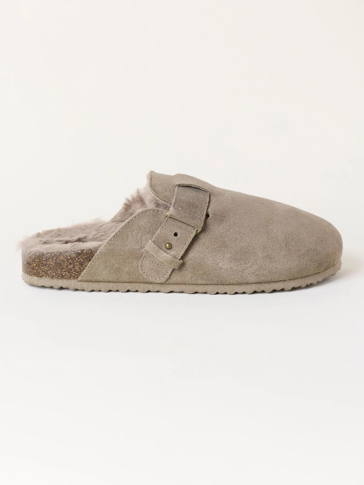 FatFace Elsie Dark Natural Faux Fur Lined House Shoe | Next EU