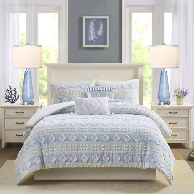 Modern Table Lamp Set Of 2 Touch Control, 27" Tall Blue Art Bedside Lamp With USB Ports, 3-Way Dimmable Hand Crafted Nightstand Lamps With White Shade | Wayfair North America