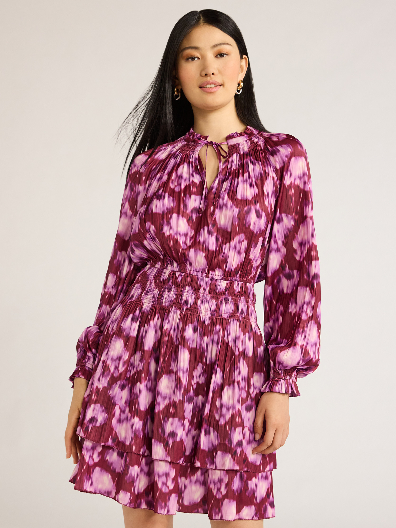 Scoop Women’s Smocked Waist Ruffle Mini Dress with Long Sleeves, Sizes XS-XXL | Walmart (US)