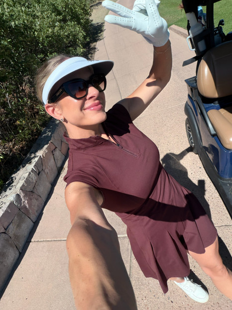 Fall golf days call for an outfit that keeps up with the swing and still feels effortlessly cute. This golf dress has that easy one-and-done look, with a flattering silhouette and sporty feel that makes getting dressed for the course a breeze. Definitely giving fall on the fairway energy. ⛳️🍂🤎

#FallGolf #GolfDress #GolfOutfit #WomensGolf #GolfStyle #FallOutfits #GolfFashion #AthleisureStyle #SportyChic 

 #LTKootd #LTKActive