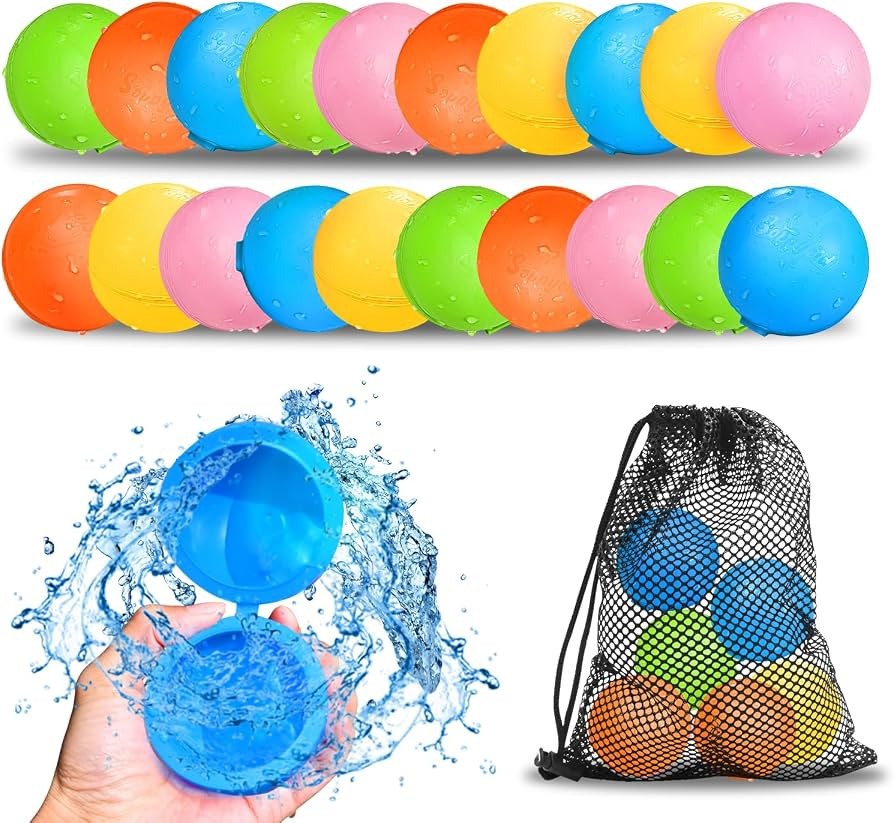 SOPPYCID 20PCS Reusable Water Balloons - Quick Fill Water Balls Toys For Toddler Age 4-8 - Refill... | Amazon (US)