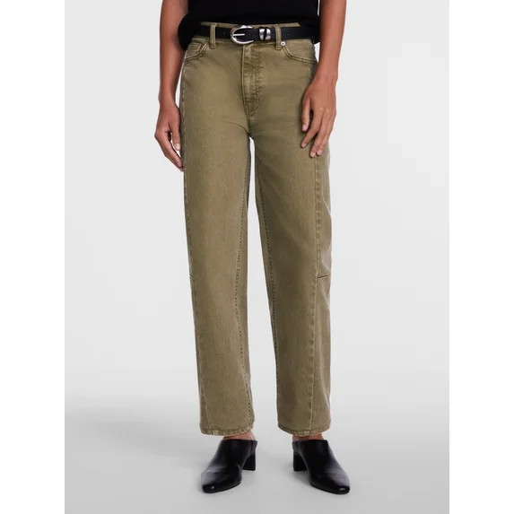 Scenario Women's and Women's Plus High Rise Barrel Jeans, 26", 28" Inseam, Sizes 0-28W | Walmart (US)