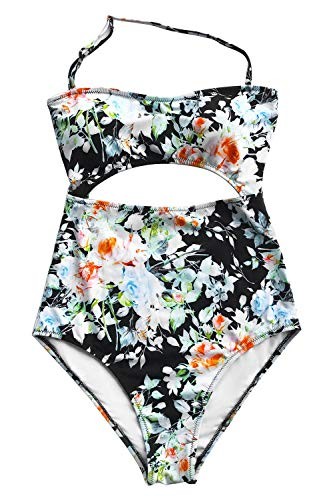 CUPSHE Women's Halter Design Printing Tie at Back One-Piece Padding Swimsuit | Amazon (US)