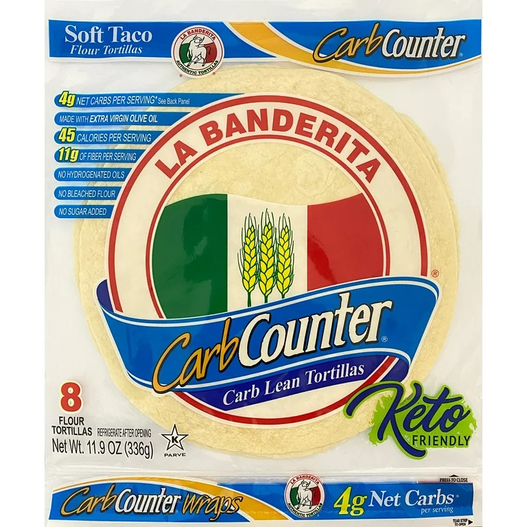 La Banderita Carb Counter Carb Lean Tortillas Soft Taco Flour Tortillas, 8 count, 11.9 oz | Walmart (US)
