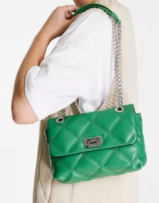 Stradivarius quilted cross body bag in green | ASOS (Global)