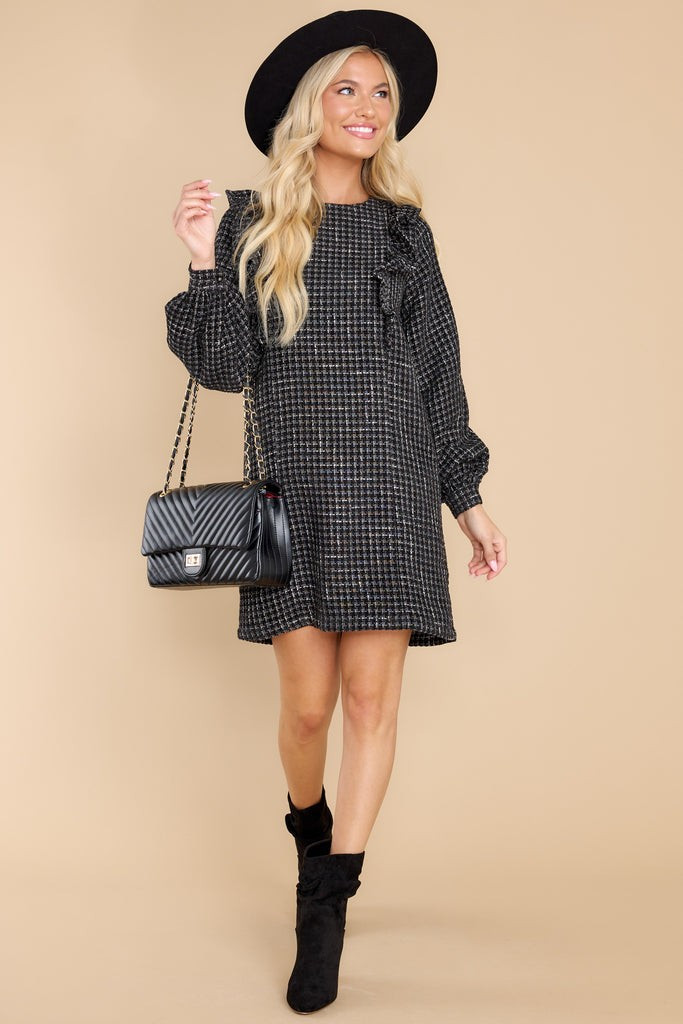 Feeling Gifted Black Multi Tweed Dress | Red Dress 