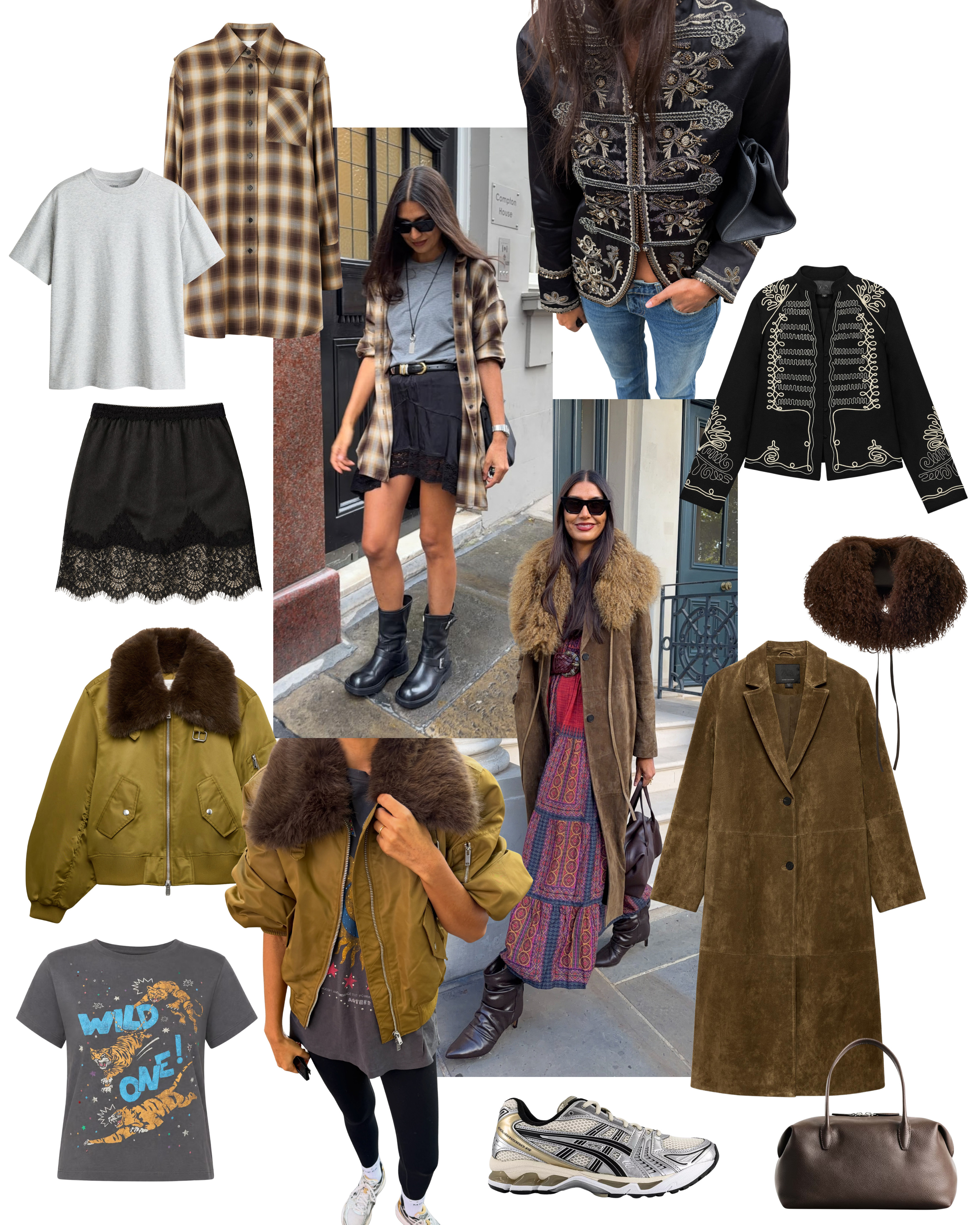 Last week, in outfits 🤎

Check shirt, suede coat, bomber jacket, fur trim, faux fur jacket, satin skirt, mini skirt and boots, chic autumn outfits 

 #LTKFashionMonth #LTKuk #LTKautumn