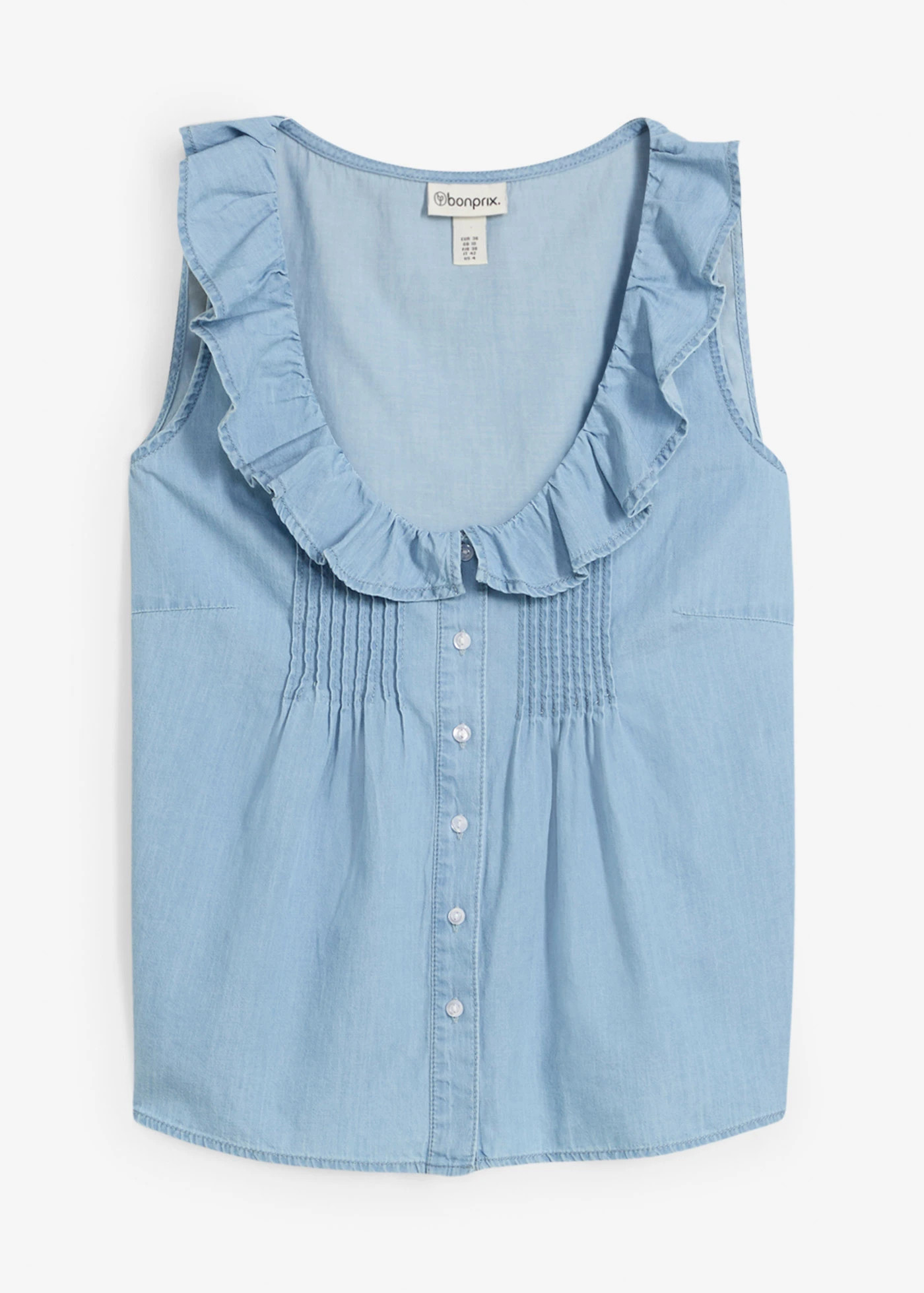 Spijker blousetop van biologisch katoen lichtblauw denim | Bonprix NL (Influencer)