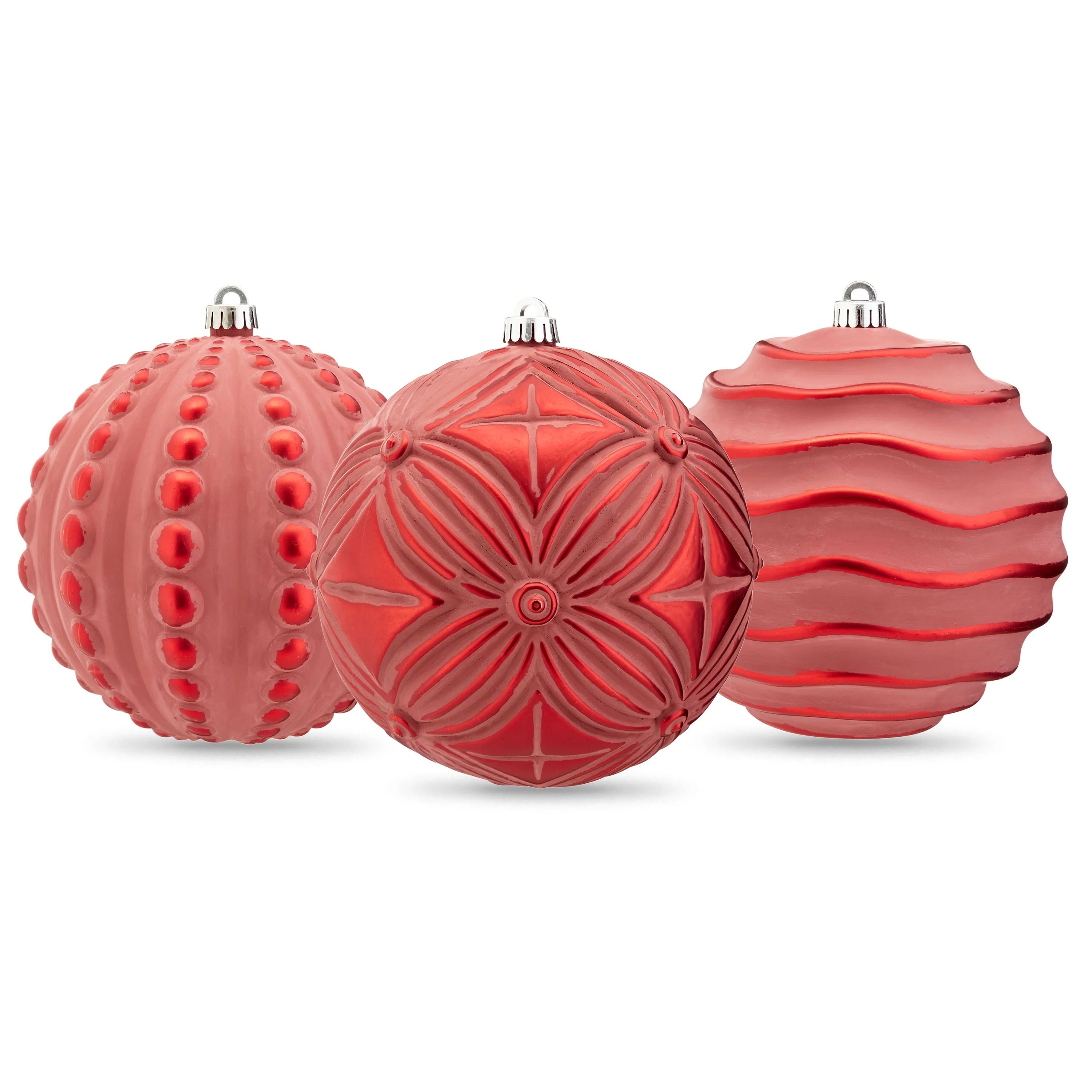 Holiday Time Red Shatterproof Ball Christmas Ornaments, 3 Count | Walmart (US)