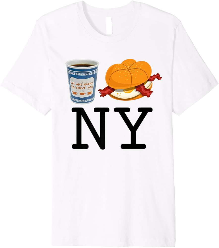 I love NY New York Bacon Egg and Cheese and Coffee Premium T-Shirt | Amazon (US)