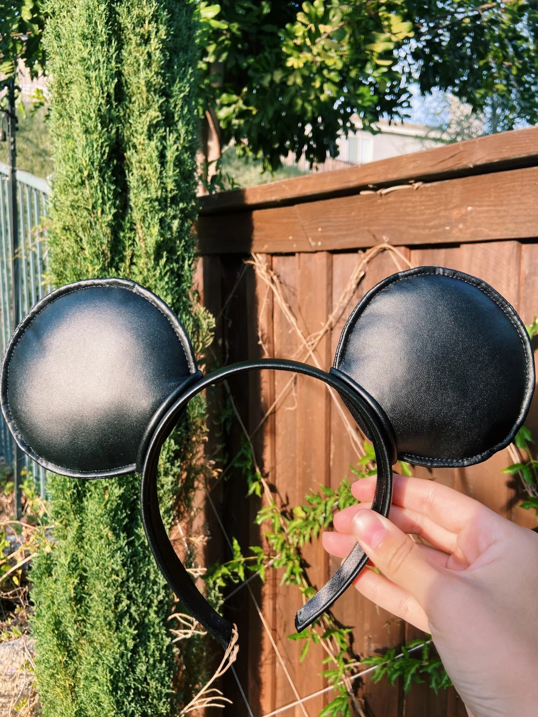 Black Faux Leather Mouse Ears / Black mouse ears | Etsy (US)