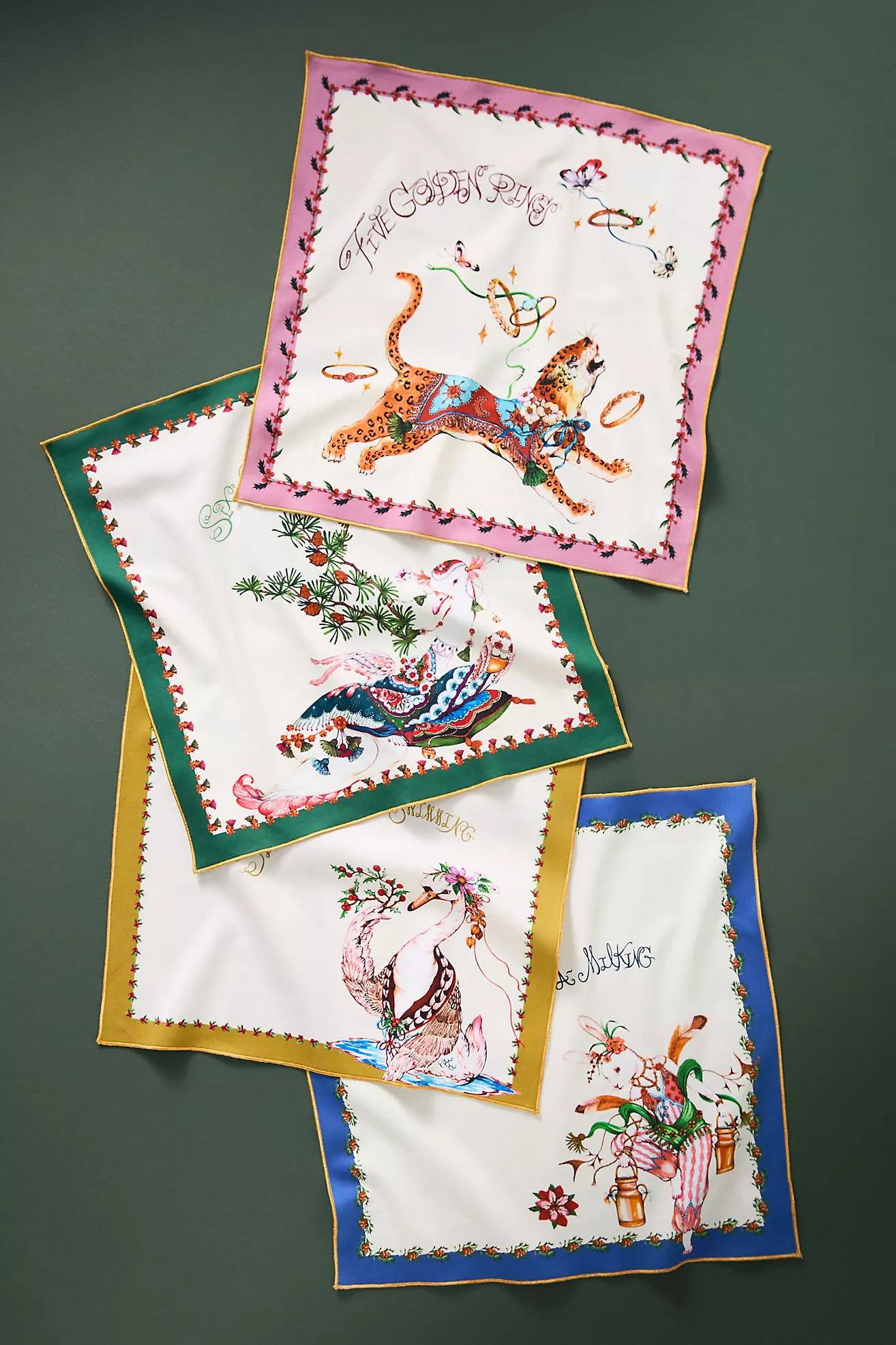 Phannapast Taychamaythakool x Anthropologie Twelve Days of Christmas Cotton Napkins, Set of 12 | Anthropologie (US)