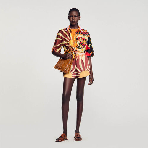 Patterned satin-effect shorts | Sandro US | Sandro-Paris US