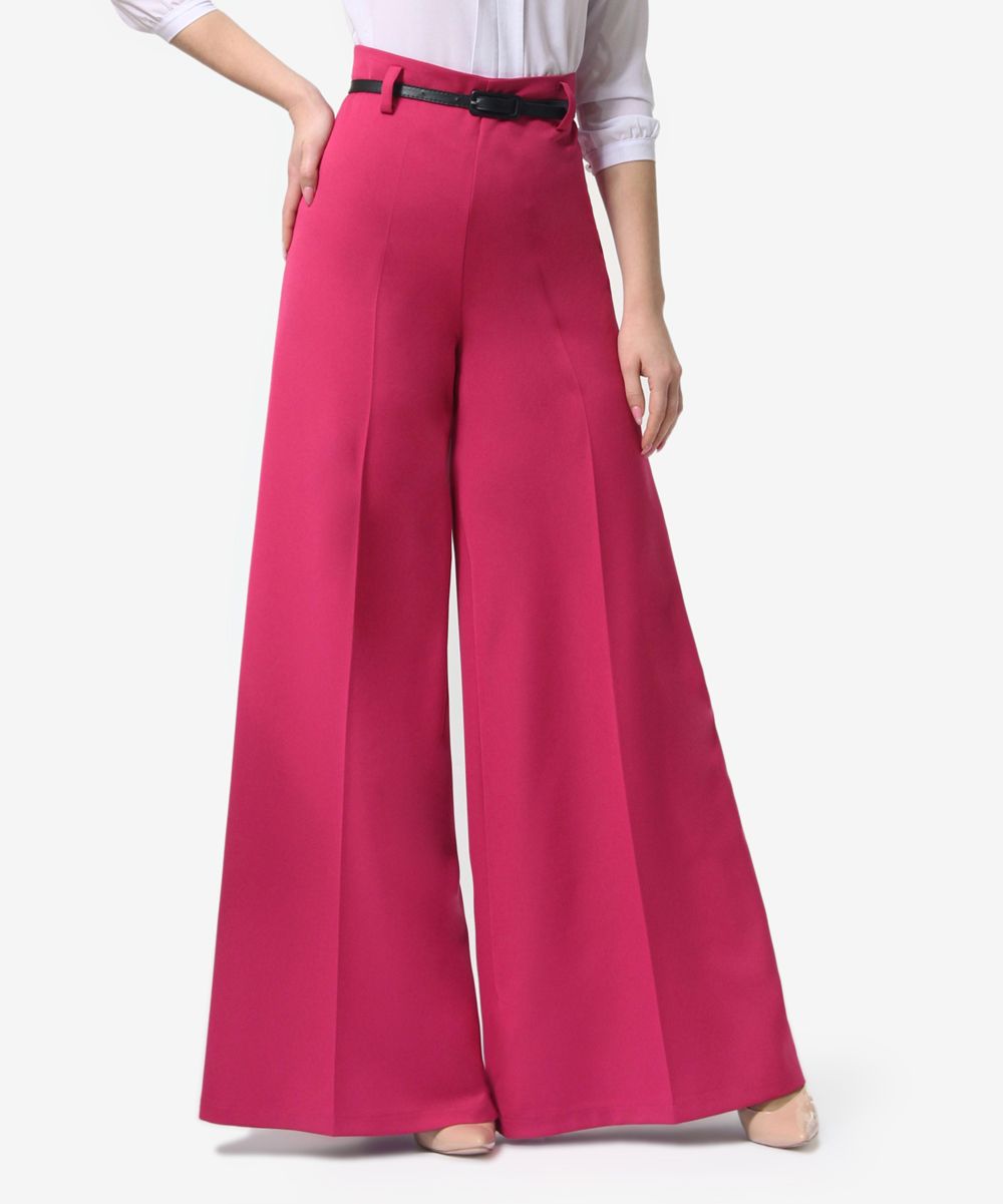 Lila Kass Women's Casual Pants Crimson - Hot Pink Pleated Wide-Leg Pants - Women & Plus | Zulily