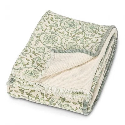 Green And White Floral Throw | Wayfair North America