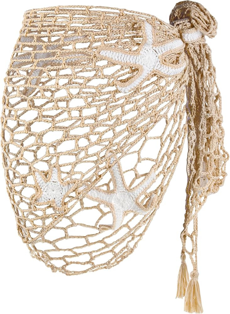 Crochet Cover up Beach Skirt Women Hollow out Triangle Shawl Halloween Mermaid Sarong Fishnet Sta... | Amazon (US)