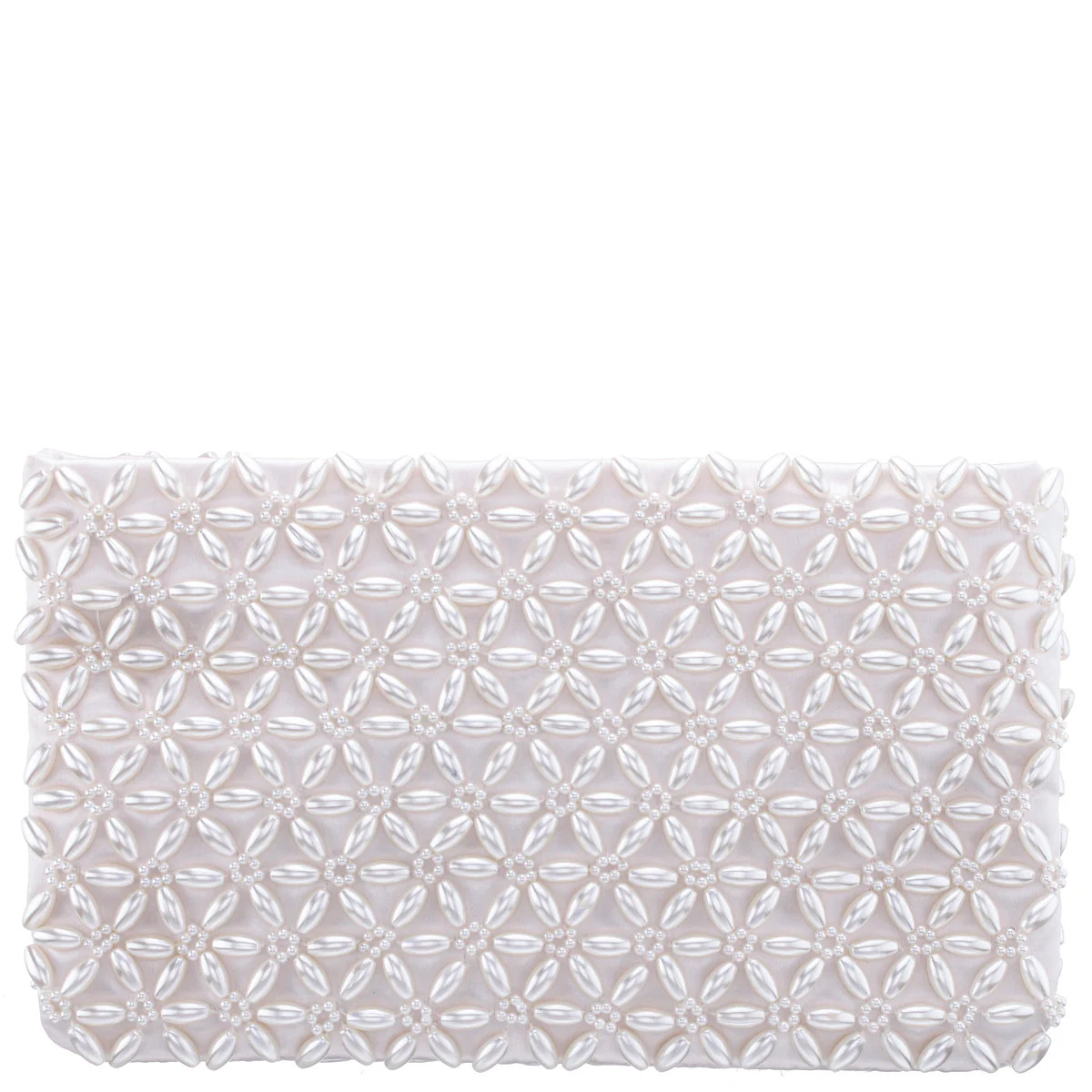 Womens Rivera Beige Plastic Pearl/Satin Zip Clutch | Nina Shoes | Nina Shoes