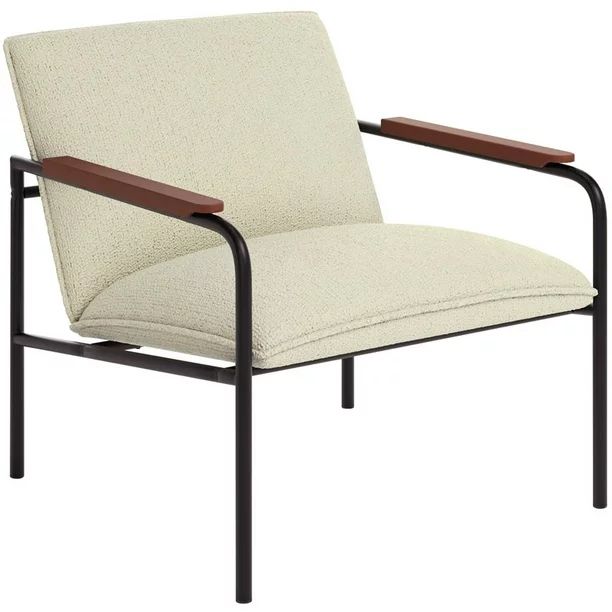 Sauder Boulevard Cafe Metal Frame and Cushioned Seat Lounge Chair in Ivory/Black - Walmart.com | Walmart (US)