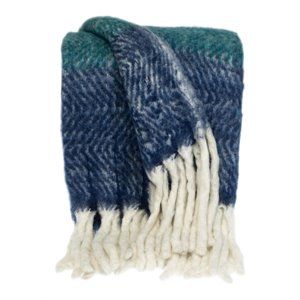 Parkland Collection Mohra 67x52" Herringbone Fabric Throw Blanket in Blue/Green | Cymax