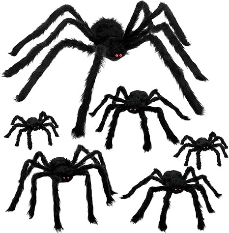 6 Pcs Halloween Spider Decorations, Realistic Large Scary Spider Decoration for Home Giant Spider... | Amazon (US)