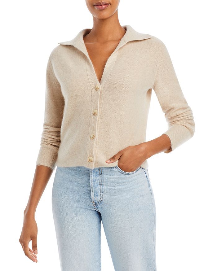Cropped Button Front Cashmere Cardigan | Bloomingdale's (US)