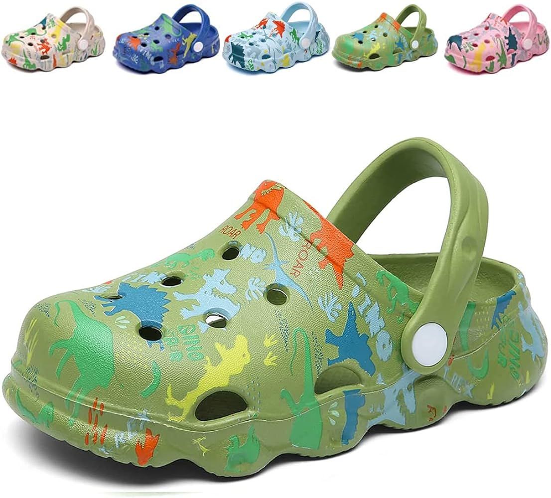 Kids Clogs Boys Girls Toddler Dinosaur Slip on Slide Garden Shoes Cartoon Beach Pool Kids Clog Sa... | Amazon (US)