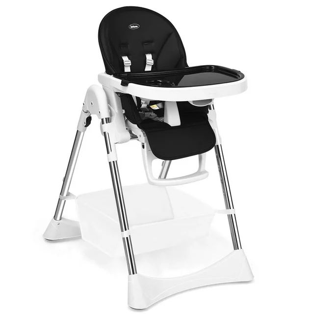 INFANS Foldable High Chair with Large Storage Basket - Adjustable Heights, Recline & Footrest, Re... | Walmart (US)