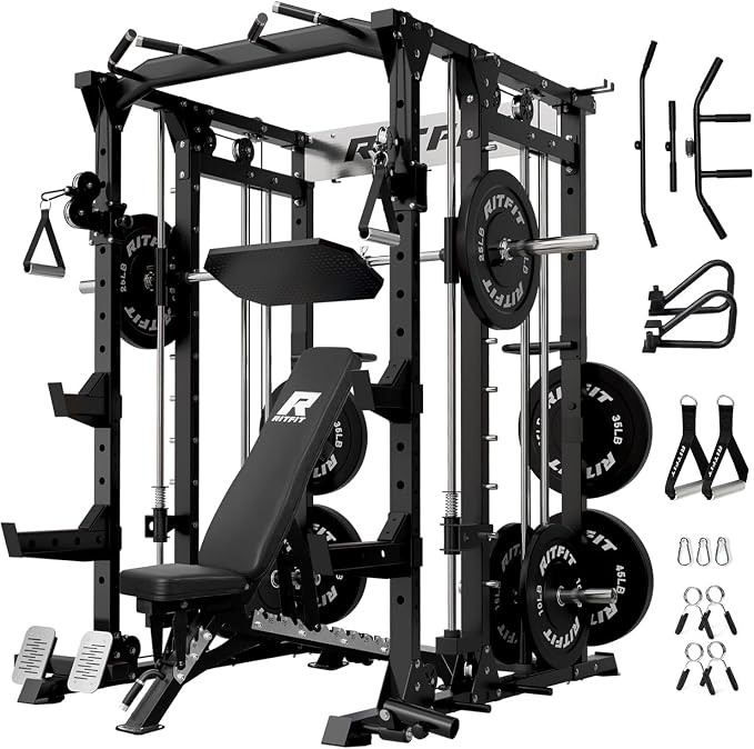 RitFit Buffalo Smith Machine, Power cage with LAT-Pull Down System & Cable Crossover System, All-... | Amazon (US)