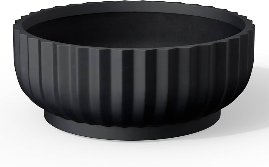 Kante Round Fulted Bowl Planter, 14.6 Inch Dia Large Concrete Flower Pots with Drainage Hole and ... | Amazon (US)