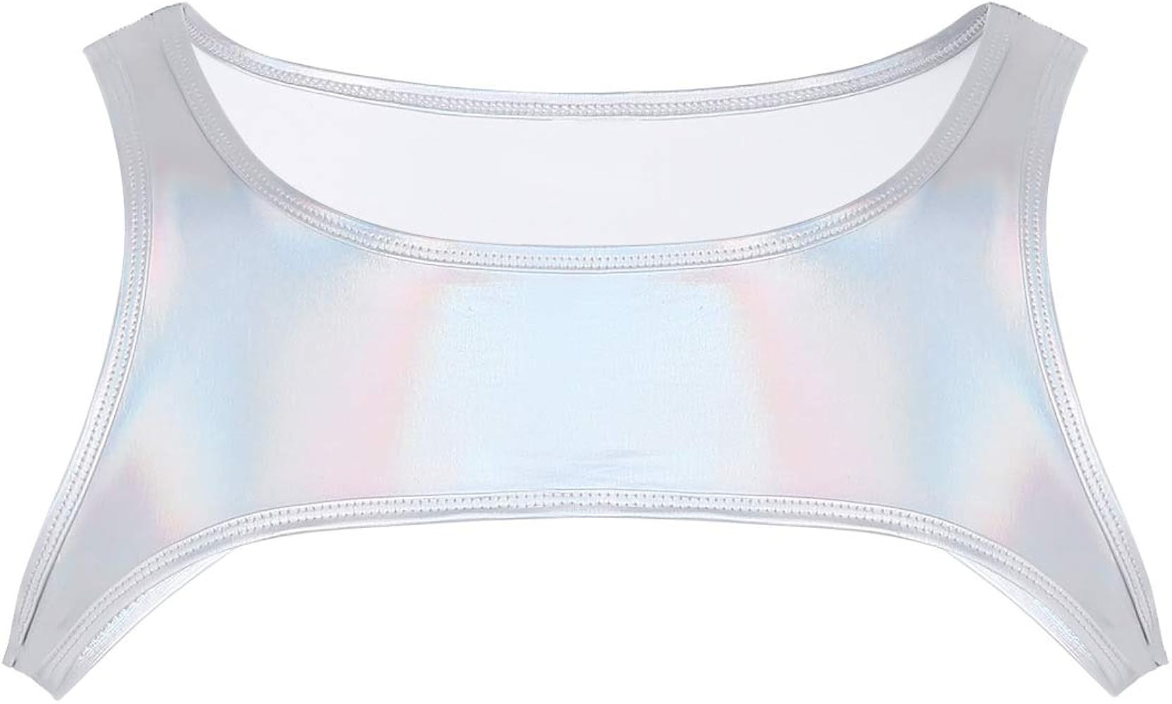 Freebily Mens Shiny Metallic Sleeveless Shoulder Chest Strap Harness Muscle Half Tank Top | Amazon (CA)