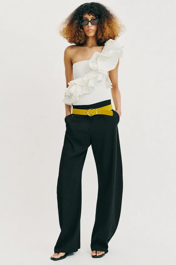 ASYMMETRIC RUFFLED BODYSUIT | Zara US