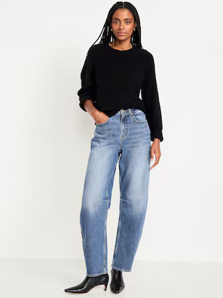 High-Waisted Baggy Barrel Jeans | Old Navy (US)