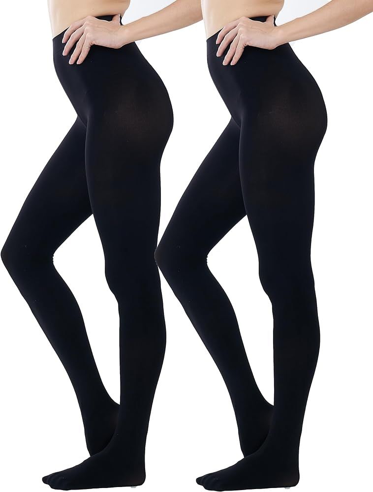 HeyUU Women's 80 Denier Semi Opaque Tights High Waist Soft Solid Color Pantyhose | Amazon (US)