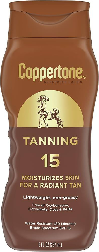 Coppertone Tanning Sunscreen Lotion, SPF 15, Lightweight and Non Greasy Sunscreen, Water Resistan... | Amazon (US)