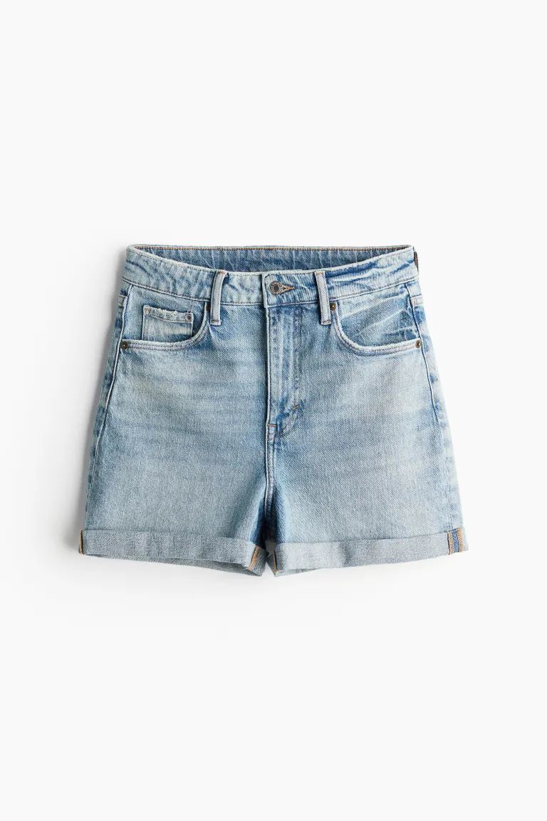 Mom Ultra High Denim shorts - Ultra high waist - Short - Light denim blue - Ladies | H&M US | H&M (US + CA)