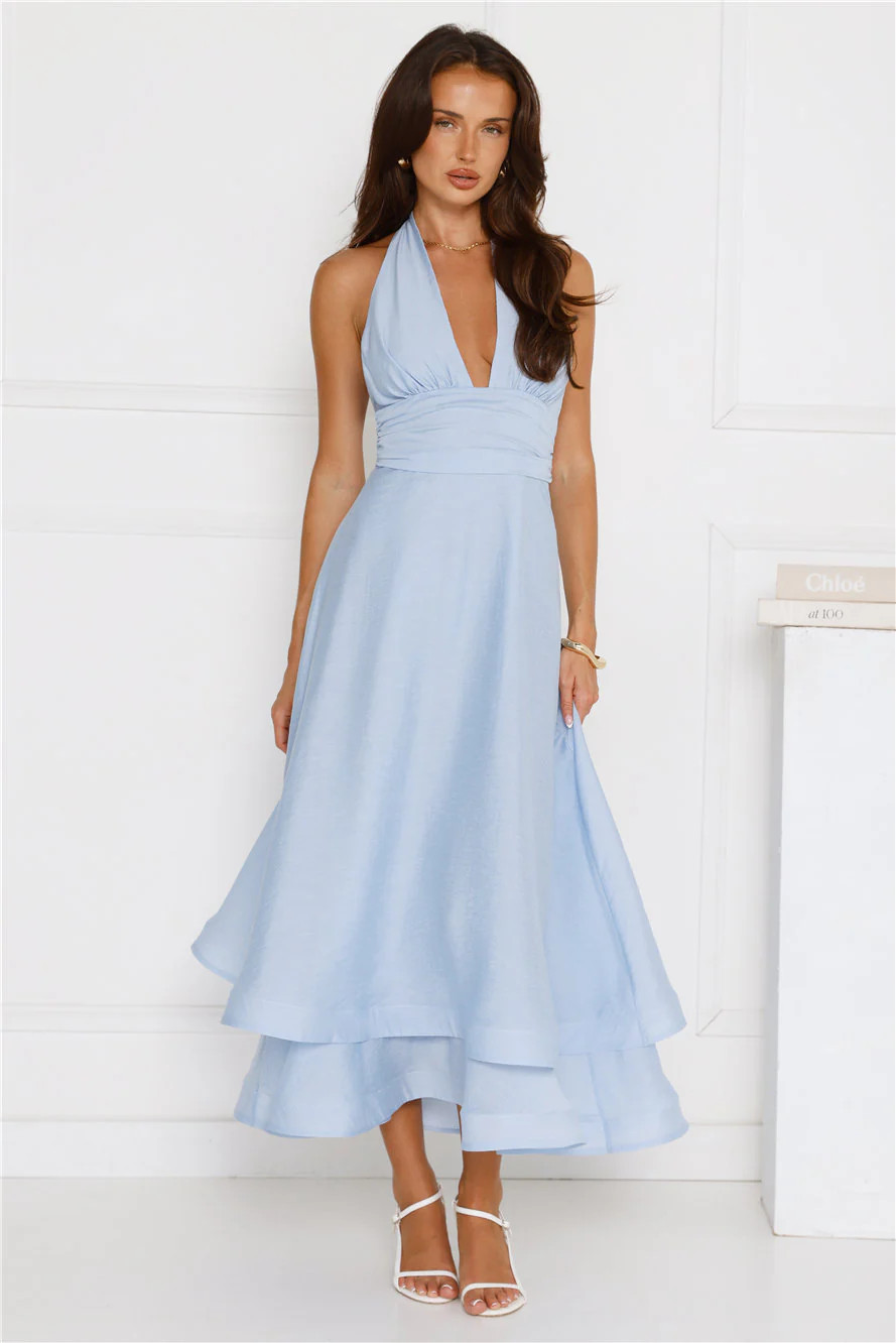 Opal Glow Halter Maxi Dress Blue | Hello Molly (US)