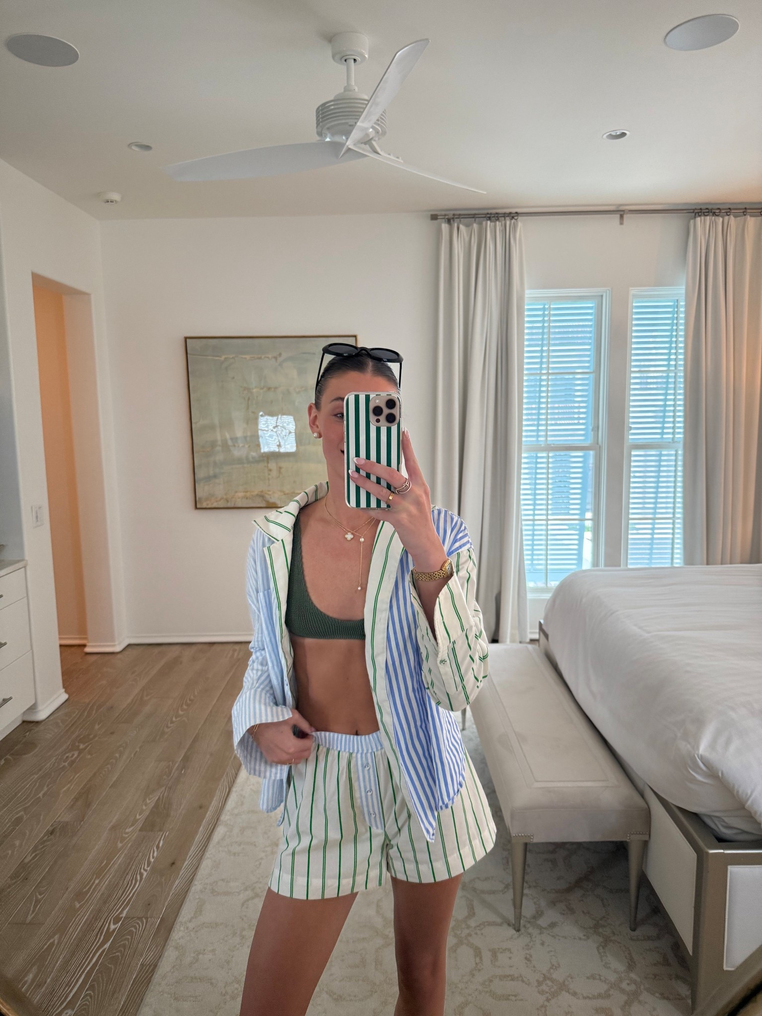 Princess Polly blue and green striped shorts with blue and green striped button-down. Green bikini. Amazon fashion. Affordable fashion. Beach outfits. Vacation outfit. Travel outfit. Outfit inspiration. Resort looks. Preppy outfit. Matching set. Sunglasses. Clean girl aesthetic. Copenhagen style. Stockholm
Style. East coast style. Alys beach outfit. Florida outfit inspo

#LTKSwim #LTKStyleTip #LTKTravel