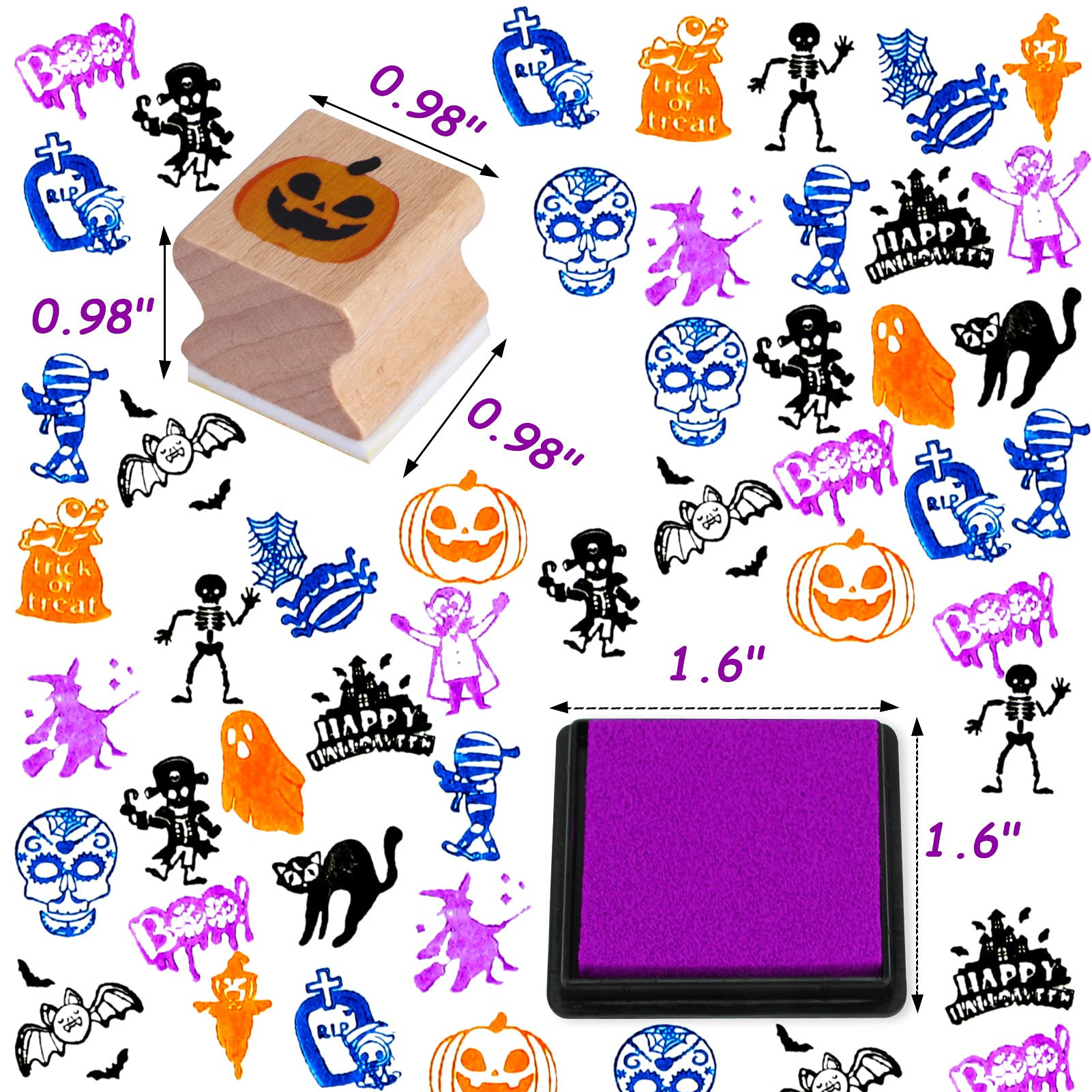 HOWAF 20 Pack Halloween Wooden Stamps Set, Halloween Crafting Stamps for Adults Kids Favors | Amazon (US)