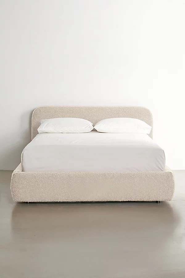 Daphne Upholstered Boucle Platform Bed in Ivory at Urban Outfitters | Urban Outfitters (US and RoW)