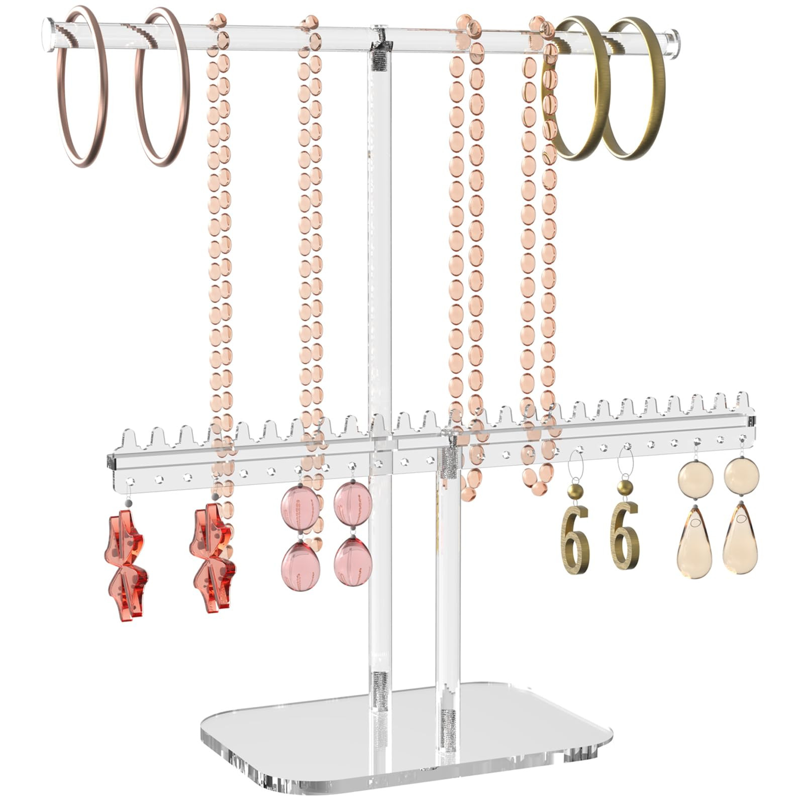 Premium Jewelry Holder Organizer, Necklace Holder Stand, Jewelry Stand, Clear 2-Tier Acrylic 24 H... | Amazon (US)