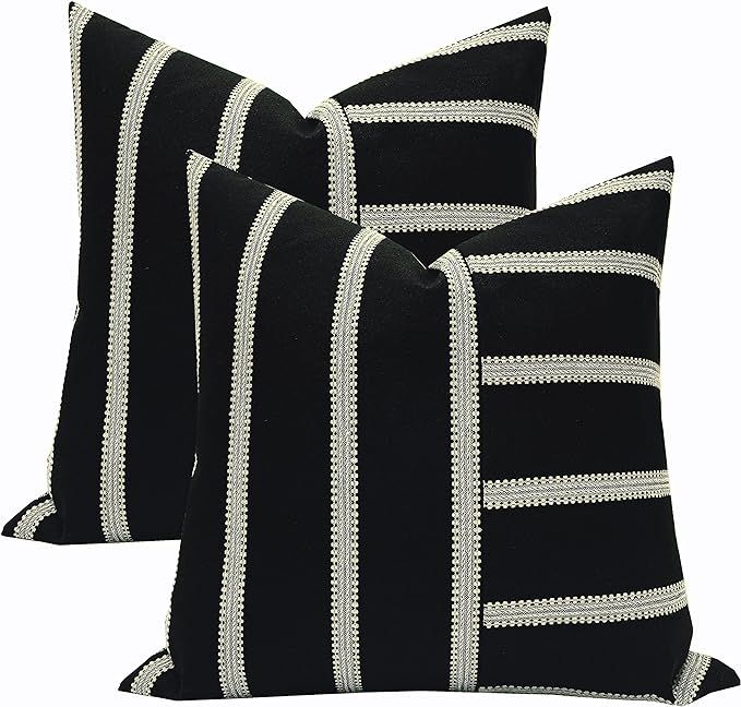 Slow Cow Stripe Patchwork Throw Pillow Cover Cushion Cover Pillow Cover for Sofa Couch 18x18 Inch... | Amazon (US)