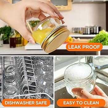 4 oz Mason Jars With Gold Lids, 24 Pack Regular Mouth Canning Jars for Jam, Honey, Yogurt, Spices... | Amazon (US)