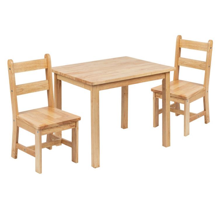 Flash Furniture Kids Solid Hardwood Table and Chair Set for Playroom, Bedroom, Kitchen - 3 Piece ... | Target