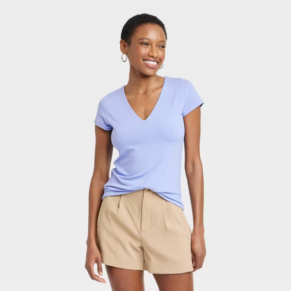 Women's Slim Fit Short Sleeve V-Neck T-Shirt - A New Day™ | Target
