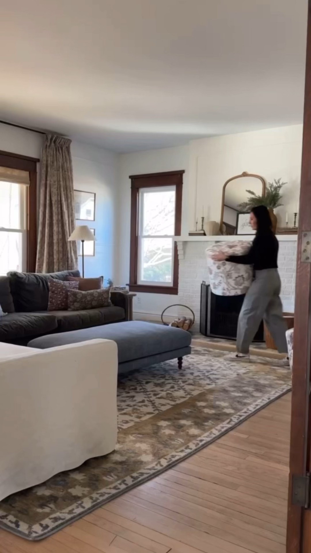 Living room spring refresh. Pattern drenching with florals, and stripes. Neutral slip covered sofa and upholstered ottoman. Collected home  





#LTKHome #LTKWatchNow

#LTKHome