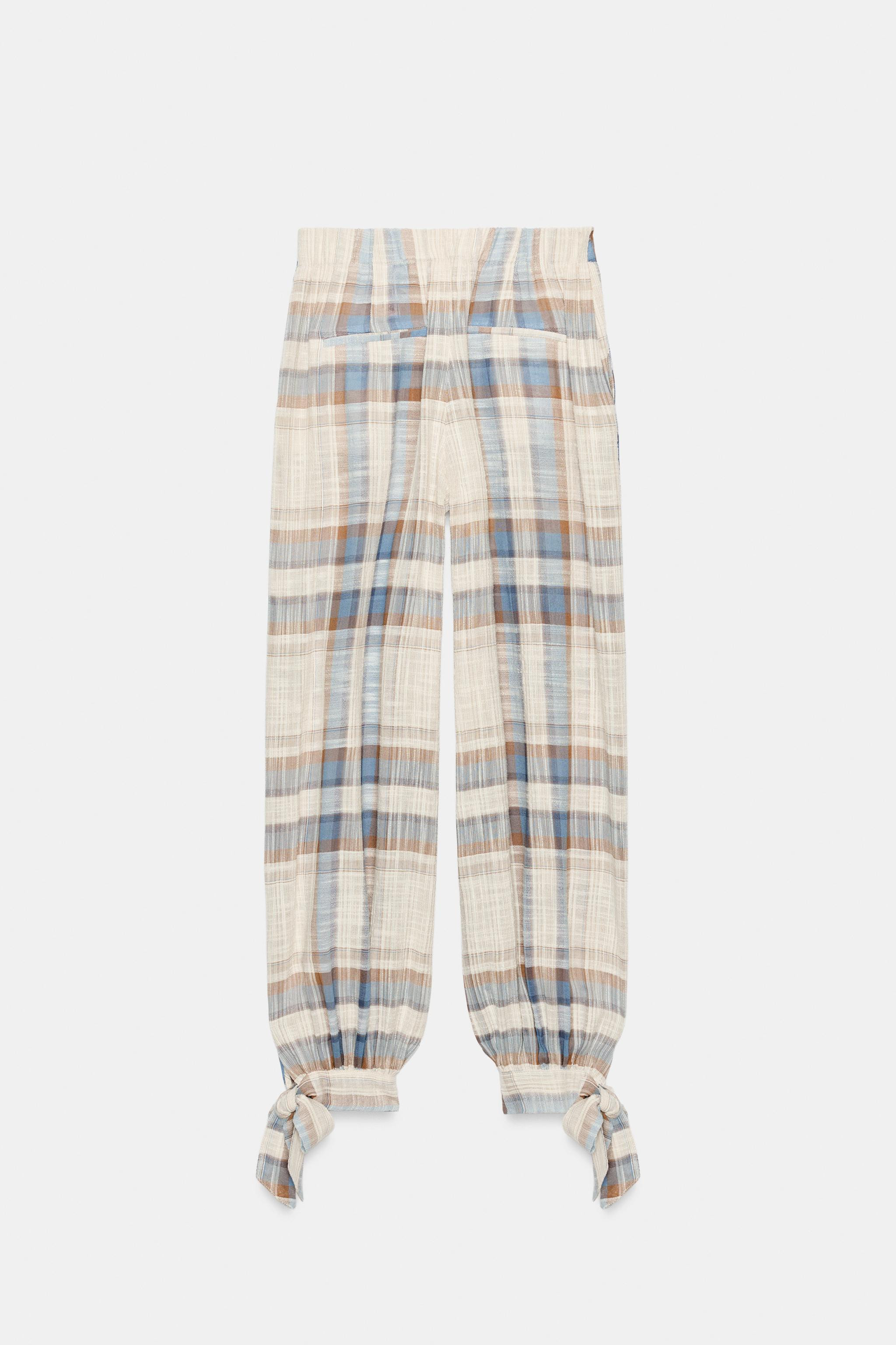 PLAID BOW BALLOON PANTS | Zara US