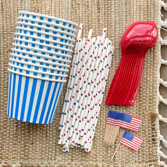 Red White and Blue Ice Cream Sundae Kit  4th of July Party | Etsy | Etsy (US)